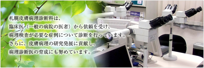 札幌皮膚病理診断科は、皮膚病理を専門とする病理診断科の医療法人です。